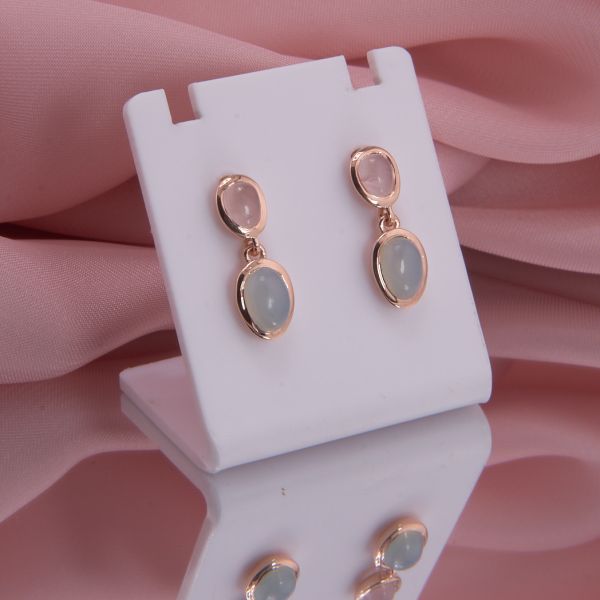 Ohrringe Rosenquarz Chalcedon rosevergoldet